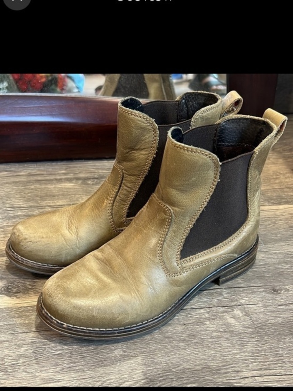 Eric Michael Khaki and Black Ankle Booties